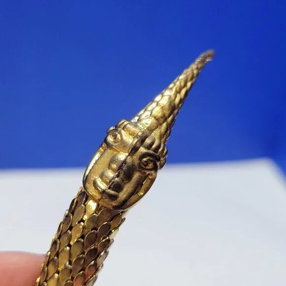 Vintage Gold Metal Mesh Snake Necklace and Bracelet Set - Picture 7 of 16